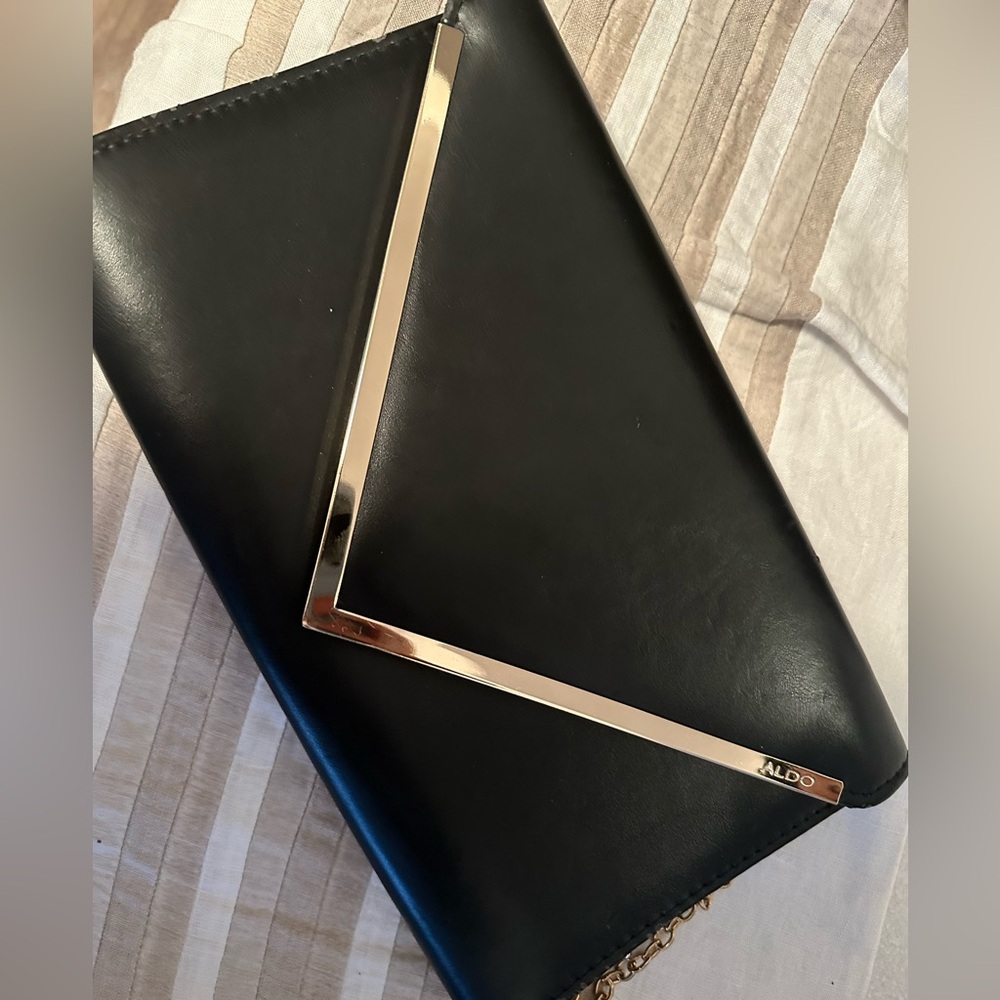 Aldo black clutch w chain